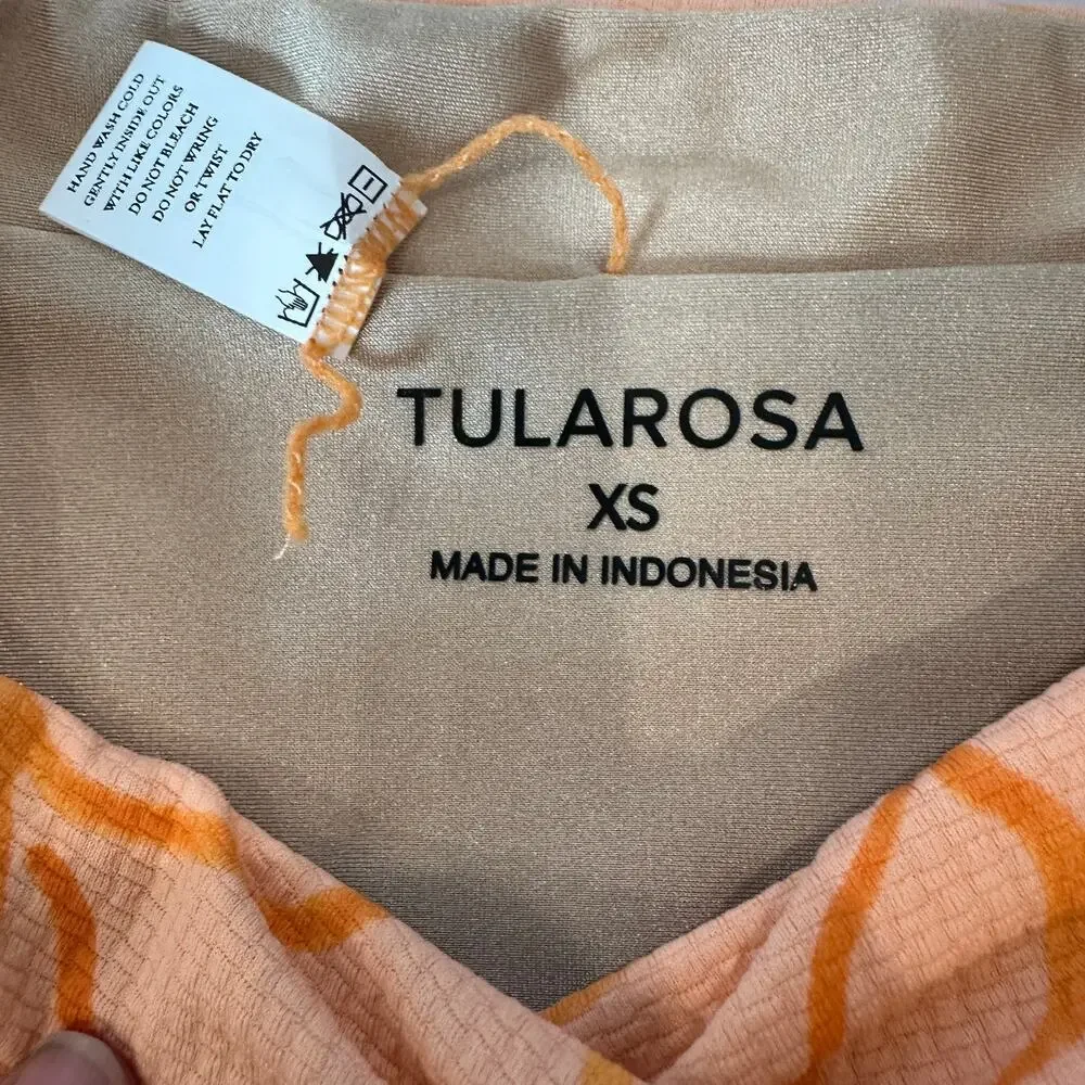 Tularosa Orange High Waist Bottom XS Fleur Floral V Cut Cheeky Revolve $88 NEW